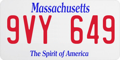 MA license plate 9VY649