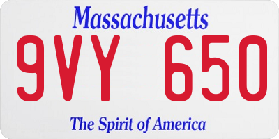 MA license plate 9VY650