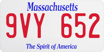MA license plate 9VY652