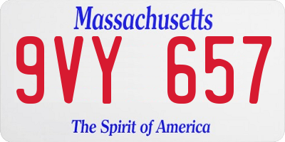 MA license plate 9VY657