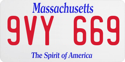 MA license plate 9VY669