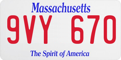 MA license plate 9VY670