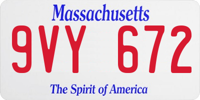 MA license plate 9VY672