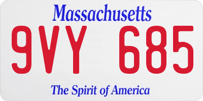 MA license plate 9VY685