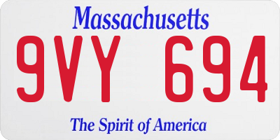MA license plate 9VY694