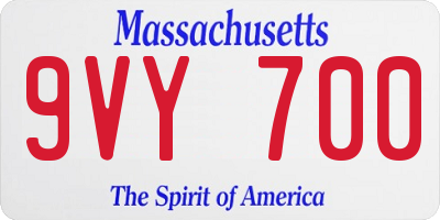 MA license plate 9VY700