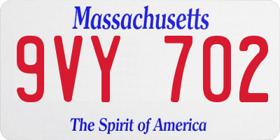 MA license plate 9VY702