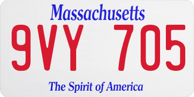 MA license plate 9VY705