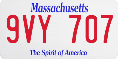 MA license plate 9VY707