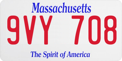 MA license plate 9VY708
