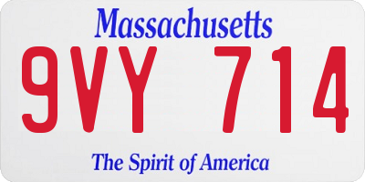 MA license plate 9VY714