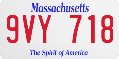 MA license plate 9VY718