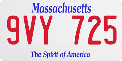 MA license plate 9VY725