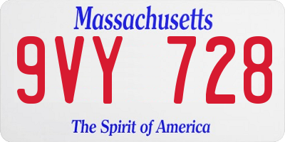 MA license plate 9VY728