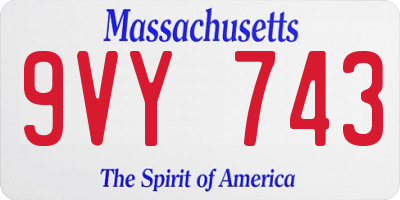 MA license plate 9VY743