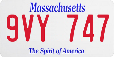 MA license plate 9VY747