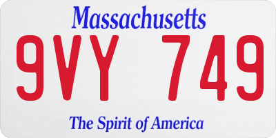 MA license plate 9VY749