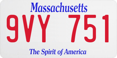 MA license plate 9VY751