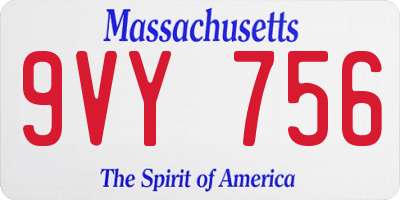 MA license plate 9VY756