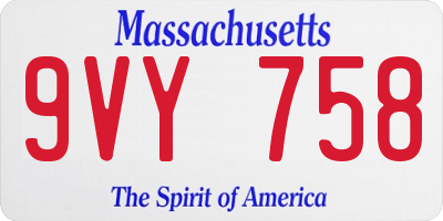 MA license plate 9VY758