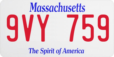 MA license plate 9VY759