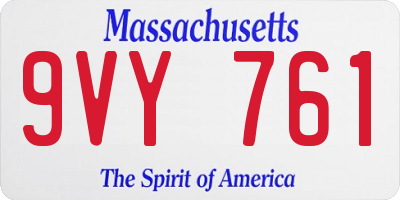 MA license plate 9VY761