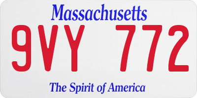 MA license plate 9VY772