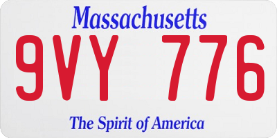 MA license plate 9VY776