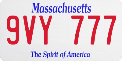 MA license plate 9VY777