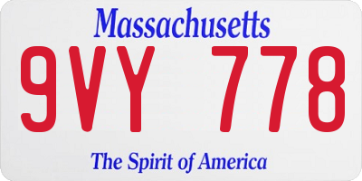 MA license plate 9VY778