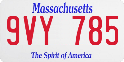 MA license plate 9VY785
