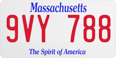MA license plate 9VY788