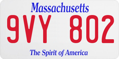 MA license plate 9VY802