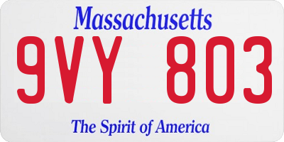 MA license plate 9VY803