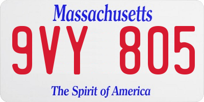 MA license plate 9VY805