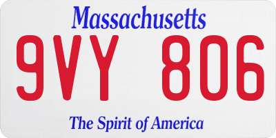 MA license plate 9VY806