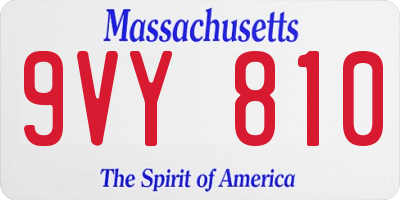 MA license plate 9VY810