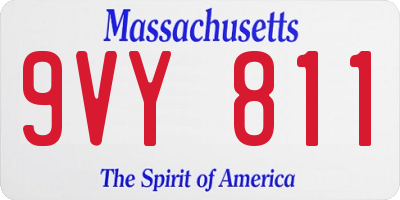 MA license plate 9VY811