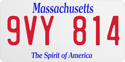 MA license plate 9VY814
