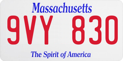 MA license plate 9VY830