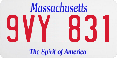 MA license plate 9VY831