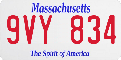 MA license plate 9VY834
