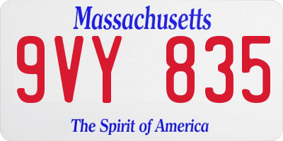 MA license plate 9VY835