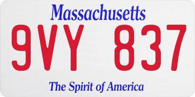 MA license plate 9VY837