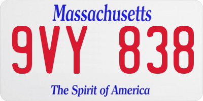 MA license plate 9VY838