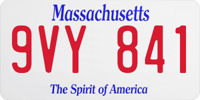 MA license plate 9VY841
