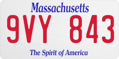MA license plate 9VY843