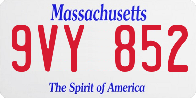 MA license plate 9VY852