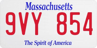 MA license plate 9VY854