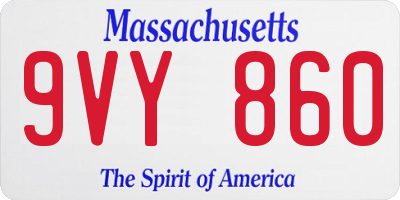MA license plate 9VY860